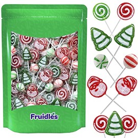 Christmas Lollipop Santa, Tree, Swirl, Candy Canes, and Sweet Ball Assortment, Mixed Fruit Flavor, Individually Wrapped (Half-Pound, Christmas Lollipops Assortment #2)