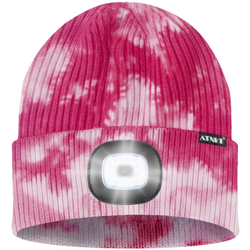 ATNKE 2Pcs LED Lighted Beanie Hat,USB Rechargeable 4 LED Running