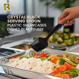 12 Pack Black Plastic Serving Spoons For Buffet 7.5 Inch - Black Plastic Serving Utensils For Hot And Cold Food - Disposable Serving Utensils For Parties, Holidays And Gatherings