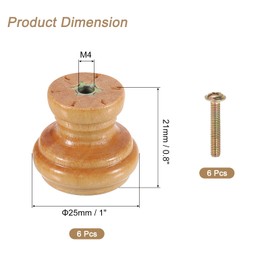 uxcell 6pcs Wooden Knobs, 25mm/1" Round Kitchen Cabinet Knobs Single Hole Drawer Pull Hardware Handles Decorative Furniture for Drawer Dresser Wardrobe, Wooden