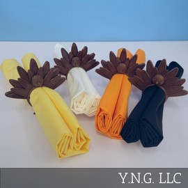 Turkey Napkin Rings Set of 4 Thanksgiving Holiday Table Decor Made in USA PR128-4 (Brown)