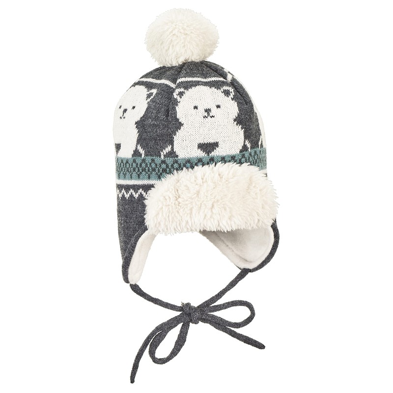 Sterntaler Unisex Baby Knitted Hat Polar Bear Hat, Anthracite Mel.
