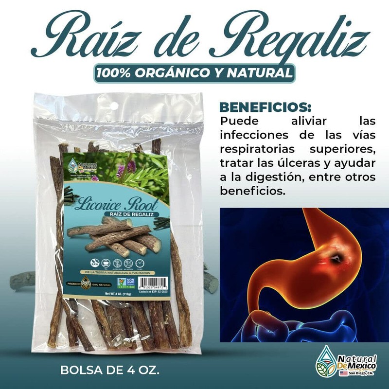 Raiz de Regaliz Herbal Tea 4 oz-113g. Licorice Root Stomach