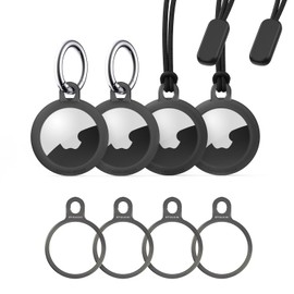 Stouchi 4er Pack Airtag Schlüsselanhänger mit TPU Hülle, Edelstahl Air Tag Schutzhülle Secure Holder Kratzfest Minimalistisches Design Kompatibel mit 2021 AirTags für Schlüssel, Tasche, Gepäck