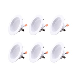 Asencia FG-03891 75 Watt Equivalent 6 inch Downlight Daylight 5000K, 35,000 Hour, Dimmable 6-Pack LED Light Bulb, White