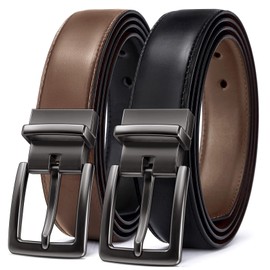 BULLIANT Men's Belt,Reversible Belt 1.25" For Gift Mens Casual Golf Dress pants shirts,One Reverse For 2 Sides(Black/Tawny,38"-40"Waist Adjustable)