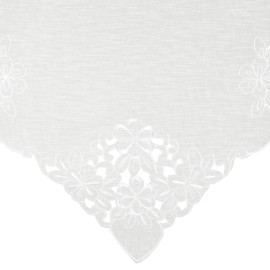 ARSVITA Table Runner with Embroidery, Embroidered with Flowers or Butterflies 35 x 140 cm Runner for the Table, Available in Many Different Designs (Colour: White - Snow White)