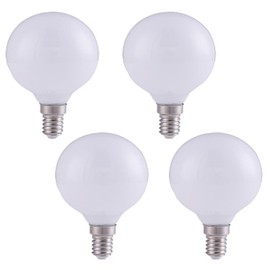G25(G80) Globe LED Light Bulbs, E12 5W Vanity Edison Bulbs, Warm White 3000K,750LM, E12 Base, Milky Filament Bulbs for Vanity Makeup Mirror Bathroom Bedroom,4 Pack