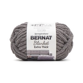 Bernat Blanket Extra Thick Dark Gray Yarn - 1 Pack of 21.12oz/598.74g - 100% Polyester - #7 Jumbo - 72 Yards for Knitting, Crocheting, Crafts & Amigurumi, Chunky Chenille Yarn