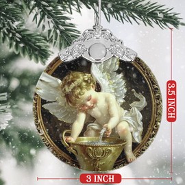 Christmas 2024 Ornament, Christmas Decoration, Stained Glass Christmas Tree Ornaments, Christmas Ornaments Clearance, 2024 Gift Ornament, Xmas Gift for Friend Family Coworker - Little Angel