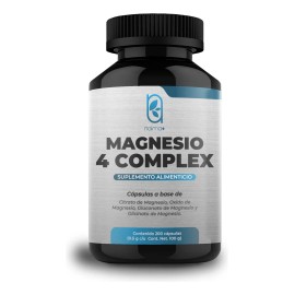 NAIMA Magnesio 4 Complex, 200 Cpsulas  Citrato, Glicinato, xido y Gluconato de Magnesio  Suplemento Alimenticio 100 Puro Ingredientes Naturales, Sin  