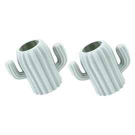 Operitacx 2pcs Cactus Shaped Makeup Brush Holders Desktop Stationery Organizers Plastic Pen Holders for Makeup Tools