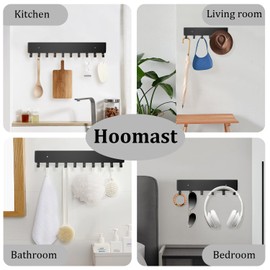 Hoomast Key Holder Wall Mount with 6 Hooks - Key Rack Organizer for Entryway, Kitchen & Office, Screw-in Mounting 1 Pack 9 Inch