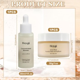 2 Piece Anti-Wrinkle Set, with Glow Mask and Brightening Booster Serum, Coffee Oil Against Wrinkles, Instant Firming, Reduces Visible Pores and Redness, for Even Skin