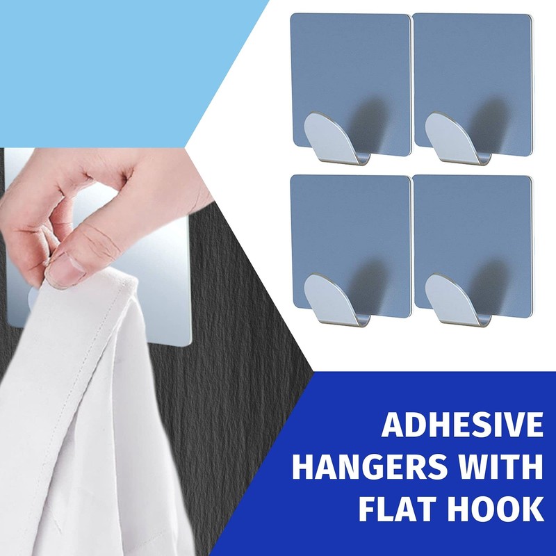 Performore Adhesive Wall Hooks 4-Pack – Heavy-Duty 304 Stainless Steel,