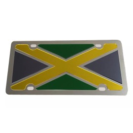 Na Jamaica Flag Acrylic Color On Top Of Stainless Steel License Plate. New Cond.
