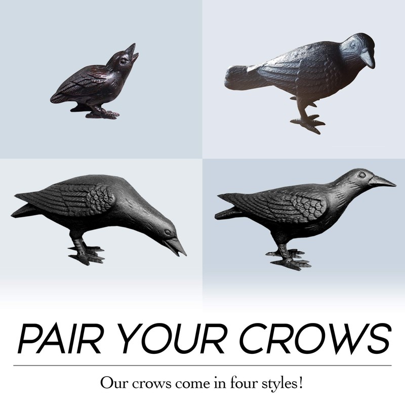 NACH Cast Iron Crow Statue, Head to Side Raven, Large