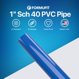 FORMUFIT PVC Pipe, 1" Size, (1.315" Actual OD) Sch 40 Furniture Grade, Blue (40"L x 3-Pack) DIY Structural for Greenhouse, Garden, Dog Agility and Maker Projects - P001FGP-BL-40x3