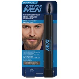 Just for Men 1-Day Beard & Brow Color, Temporary Color for Beard and Eyebrows, For a Fuller, Well-Defined Look, Up to 30 Applications, Light Brown (1 Count)