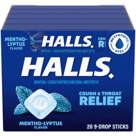 HALLS Relief Mentho-Lyptus Cough Drops, 20 Packs of 9 Drops (180 Total Drops)