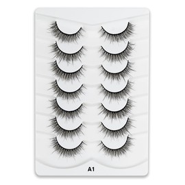 MOST BEAUTY False eyelashes, cat eye lashes, False Eyelashes wispy lashes, 7 Pair Multipack, Wispy Faux Mink Lashes Natural Look, EyelashesVolume Lash Extensions Fluffy, Strip Lashes (Natural A1)