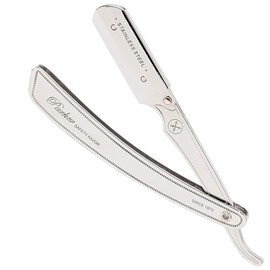 Parker SRX - Maquinilla de afeitar profesional de borde recto 100% acero inoxidable para hombres y 5 cuchillas Parker de borde recto premium – Diseñad