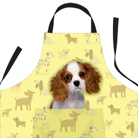 Bang Tidy Clothing Cavalier King Charles Spaniel Gifts for Dog Lovers Owners - Cooking Baking Aprons - Kitchen Apron Gift for Women Men Bakers and Cooks Yellow