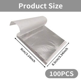 100 Sheets Silver Leaf Sheets,Gold Paper Multipurpose,Silver Foil Sheets Kit (8 x 8.5 cm),for Foil Art,Gilding Paintings Arts Crafts Nail Picture Frames,DIY Projects,Furniture Decoration,Home Walls