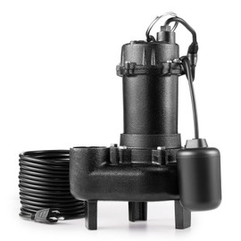 VEVOR Submersible Sewage Pump, 1 HP, 5200 GPH Cast Iron Sewage/Effluent Pump with Automatic Tethered Float Switch, 2-Inch NPT Discharge, 120V, 25 ft Max Lift, for Basement, Septic Tank, Residential