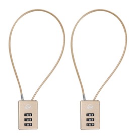 SISAV 3 Digit Cable Combination Lock 12 inches Cable for School Gym Locker,Filing Cabinets,Helmet,Toolbox,Luggage Suitcase,knapsack,Gold 2Pack