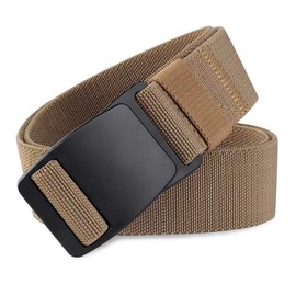 WYuZe Elastic Stretch Belt Adjustable Casual Nylon Webbing with Quick Release Plastic Buckle (Brown-Elastic Belt, Waist: 28"-42")