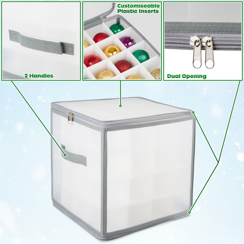DECO EXPRESS Christmas Ornament Storage Box Christmas Decoration Storage Baubles
