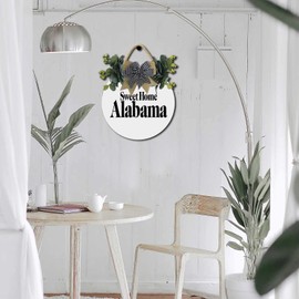 Alabama Sweet Home Sign Funny Room Decor Vintage Retro Rustic Round Wooden Wreath New Home Housewarming Gift For All Seasons Spring Autumn Summer Winter Fall
