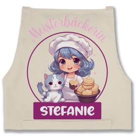 Geschenk mit Namen personalisiert by Shirtracer - Apron - Baking Apron Women - Meisterbäckerin mit Name, 7 natural white
