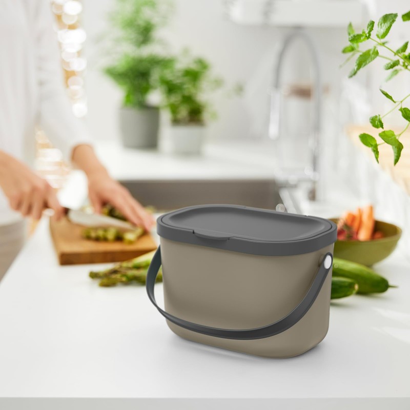 Rotho Albula Compost Bin 3.2 L with Lid and Plastic