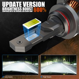 D-Lumina 2023 Future 9006/HB4 Led Headlight Bulb 120W 30000LM,High Lumens LED Kit,6500K Cool White, IP68 Waterproof and Advanced Cooling System, Halogen Upgrade Replacement, Pack of 2