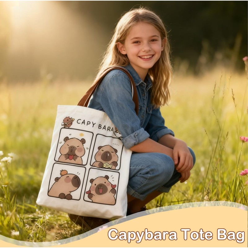 DHUENIOPE Capybara Gifts with Capybara Themed Tote Bag and Stationery