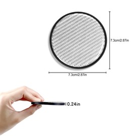 Lotsdonxia 2PCS Imitation Carbon Fiber Car Coasters, Universal Round Anti-Slip Mats for Car Cup Holders, PVC Car Accessories Designed for Women and Girls（Silver）