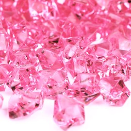 CYS EXCEL Acrylic Pink Crushed Ice Vase Fillers (Approx. 180-190 PCS, 3 Cups) | Multiple Color Choices Plastic Crushed Glass for Arts & Crafts | Acrylic Rock Gems Table Scatter