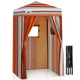 EAGLE PEAK Flex Ultra Compact 4x4 Pop-up Canopy, Sun Shelter, Changing Room, Portable Privacy Canopy Cabana for Pool, Fashion Photoshoots, or Camping, Red Stripe
