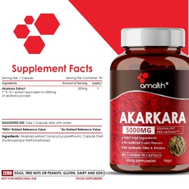 Amalth Akarkara Anacyclus Pyrethrum Extract Supplements for Naturally Supports Your Stamina, Strength and Build Lean Muscle Mass- 500mg- 90 Capsules