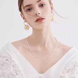 FEEL STYLE Heart Tennis Necklace for Women - 4mm 18K Gold Plated Diamond Necklace - Iced Out Choker Necklaces Cubic Zirconia Tennis Necklace 18inch