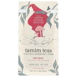 Reishi Mushroom Tea I TAMIM TEAS Reishi Delight I Organic Mushroom Blend with Reishi, Cinnamon and Honeybush I Caffeine-Free and USA Family Farms I Loose Leaf - 32+ Cups
