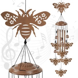 Bees Wind Chimes for Garden/Home/Balcony/Lawn/Yard/Indoor/Outside Decoration, Waterproof Retro Wind Catcher, Memorial Wind Bell, Blessing WindChimes Gifts for Mom, Grandma, Woman, Bee Theme Ornaments