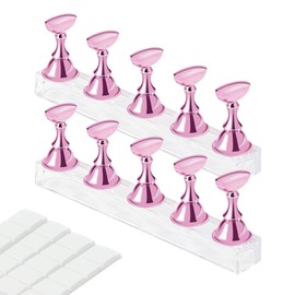 Soporte de uñas para práctica de exhibición a presión para uñas acrílicas, soporte magnético para puntas de uñas postizas para herramientas de pintura de uñas y diseños con masilla adhesiva
