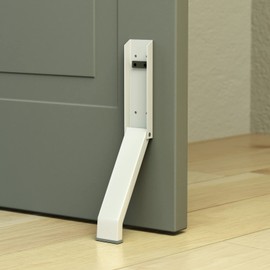 Tope de puerta, soporte de puerta, sin perforación, tope de puerta fácil de pedal (1 paquete blanco)