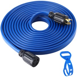 Kanayu 25 FT 4 Prong 30 Amp Generator Extension Cord Compatible with NEMA L14-30P/L14-30R 10 Gauge Flat Generator Power Locking Cable Heavy Duty for Manual Transfer Switch 125/250V 7500W, ETL Listed