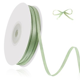 91 m Schleifenband Grün, Grün Band Eukalyptus Dekoband, 3 mm Satinband Geschenkband für Basteln Geschenkverpackung Geburtstag Hochzeit Deko Urlaubsdekoration