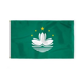 AGAS Macao Flag 3x5 ft 200D Nylon Fabric Double Stitched Canvas Header Brass Grommets Fade Resistant & Vivid Colors Can be Hung on Flagpole Outside or Indoors on a Wall