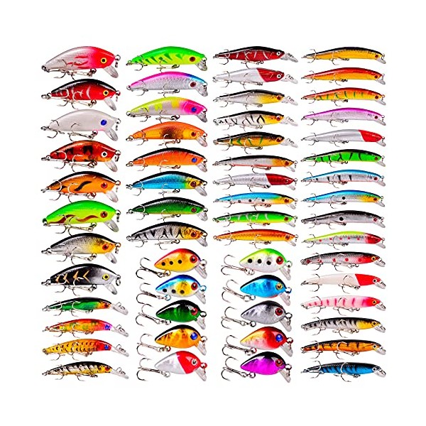 Bass Fishing Lures Kit Set Topwater Hard Baits Minnow Crankbait Pencil VIB Swimbait for Bass Pike Fit Saltwater and Freshwater (560-56pcs)